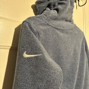 Nike Therma Dri Fit Blue Funnel Neck/Cowl Fleece Tunic Kangaroo Pocket